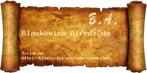 Blaskovics Alfréda névjegykártya
